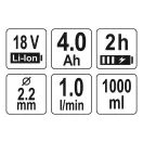 YATO YT-82765 Akkus festékszórópisztoly 1000 ml 18 V Li-Ion (1 x 4,0 Ah akku + töltő)
