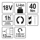 YATO YT-82781 Akkus fúrócsavarozó 40 Nm 18 V Li-Ion (akku + töltő nélkül)