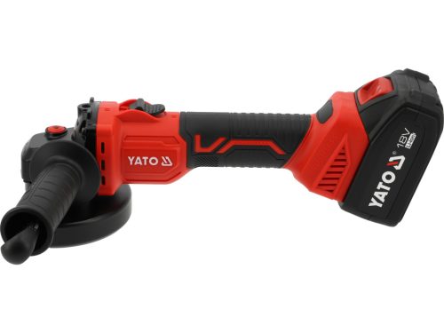YATO YT-828251 Akkumultoros sarokcsiszoló 18V 4Ah 125mm szénkefe nélküli motorral (1x akku + töltő)