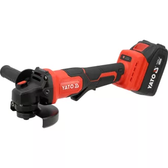   YATO YT-828255 Akkumulátoros sarokcsiszoló szénkefe nélküli motorral 18V (töltő + 2 x 4 Ah akku)