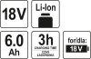 YATO YT-82845 Akkumulátor 18 V / 6,0 Ah Li-ion