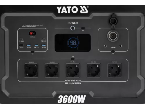 YATO YT-83096 Hordozható erőmű 3600W, 3072WH LIFEPO4, EPS