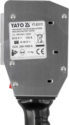 YATO YT-83111 Akkumulátor tesztelő 6 / 12 V