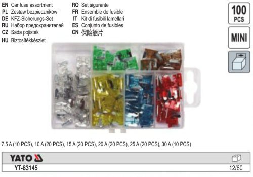 YATO YT-83145 Biztosíték készlet 100 részes mini