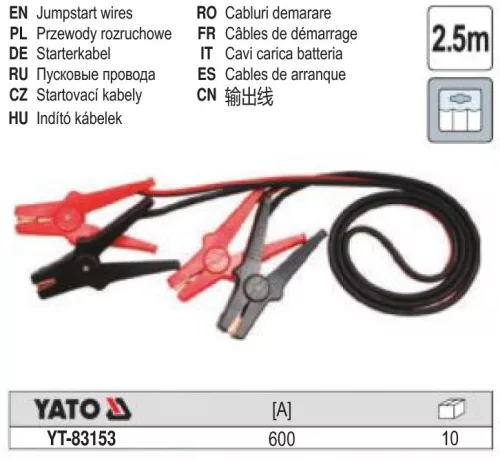 YATO YT-83153 Indító kábel (bikakábel) 600A