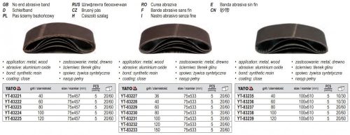 YATO YT-83221 Csiszolószalag 457 x 75 mm P40 (5 db/csom)