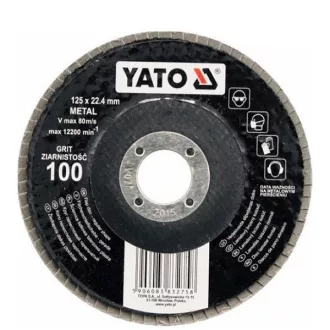   YATO YT-83272 Lamellás csiszolókorong 125 x 22,4 mm / P40 Lapos felülettel alumínium-oxid szemcsékkel