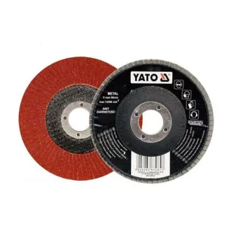   YATO YT-83294 Lamellás csiszolókorong 125 x 22,2 mm / P80 Döntött felülettel alumínium-oxid szemcsékkel