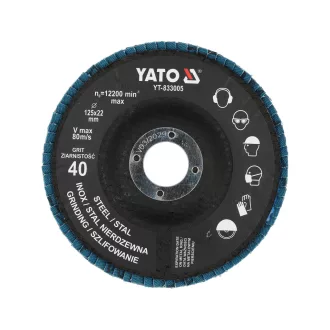   YATO YT-833005 Lamellás csiszolókorong P40 125mm Inox anyagokhoz cirkónium szemcsékkel