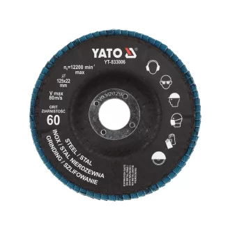   YATO YT-833006 Lamellás csiszolókorong P60 125mm Inox anyagokhoz cirkónium szemcsékkel