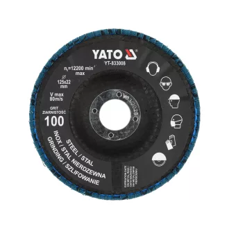   YATO YT-833008 Lamellás csiszolókorong P100 125mm Inox anyagokhoz cirkónium szemcsékkel