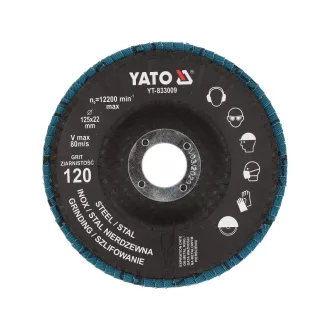   YATO YT-833009 Lamellás csiszolókorong P120 125mm Inox anyagokhoz cirkónium szemcsékkel