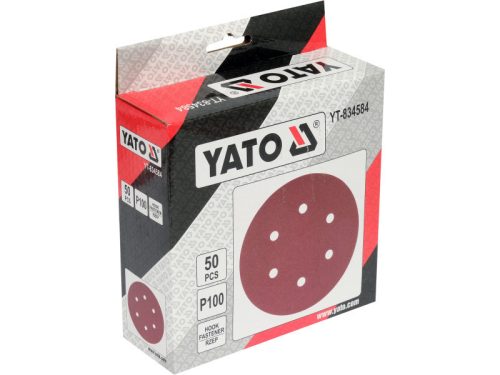 YATO YT-834584 Tépőzáras fíbertárcsa 150 mm / P100 6 lyukas (50 db/cs)