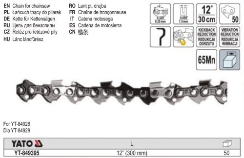 YATO YT-849395 Láncfűrész lánc 12" 0,325" 1,5 mm 50 szem