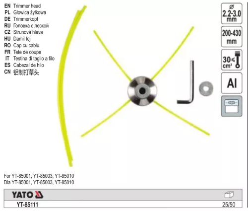YATO YT-85111 Fűkasza damilfej 2,2-3,0 mm alumínium