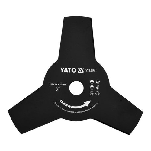 YATO YT-85155 Fűkasza kés háromágú 255 x 25,4 x 1,6 mm