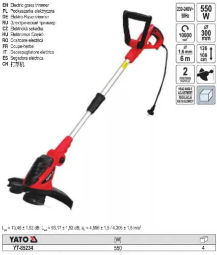 YATO YT-85234 Elektromos fűszegélynyíró 550 W
