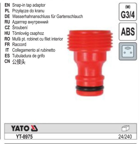 YATO YT-8975 Csapcsatlakozó külsőmenetes 3/4"