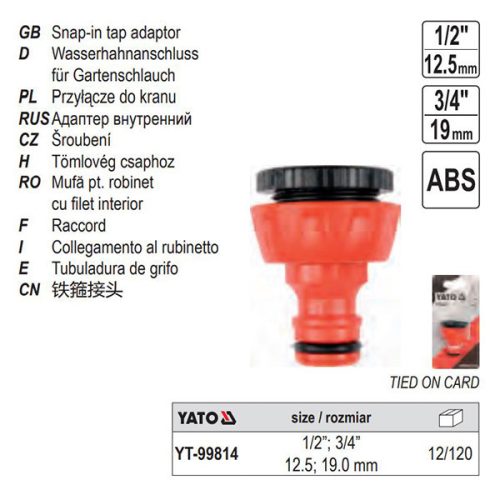 YATO YT-99814 Csapcsatlakozó belsőmenetes 1/2" 3/4"